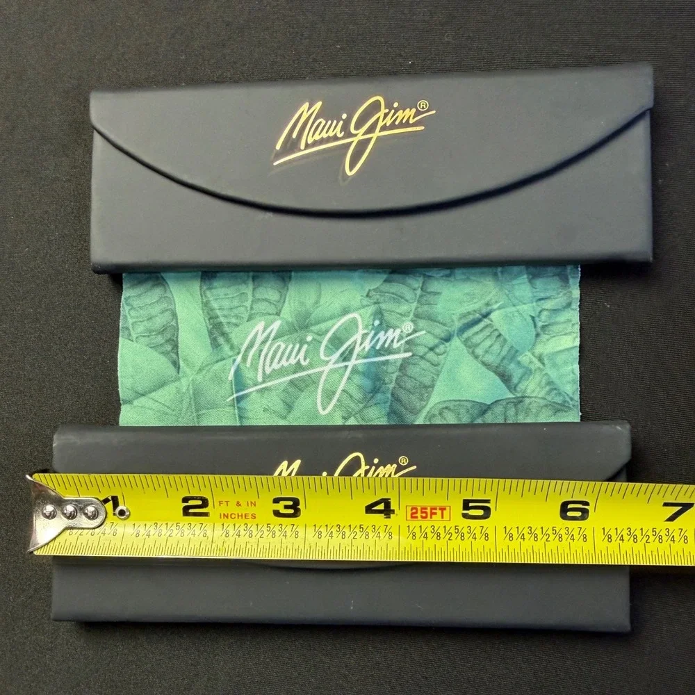Maui Jim Sunglasses Case Set 2 Black Folding Hard Case Tropical Cleaning Cloth